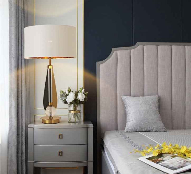 Lyra Sculptural Gold and Black Table Lamp