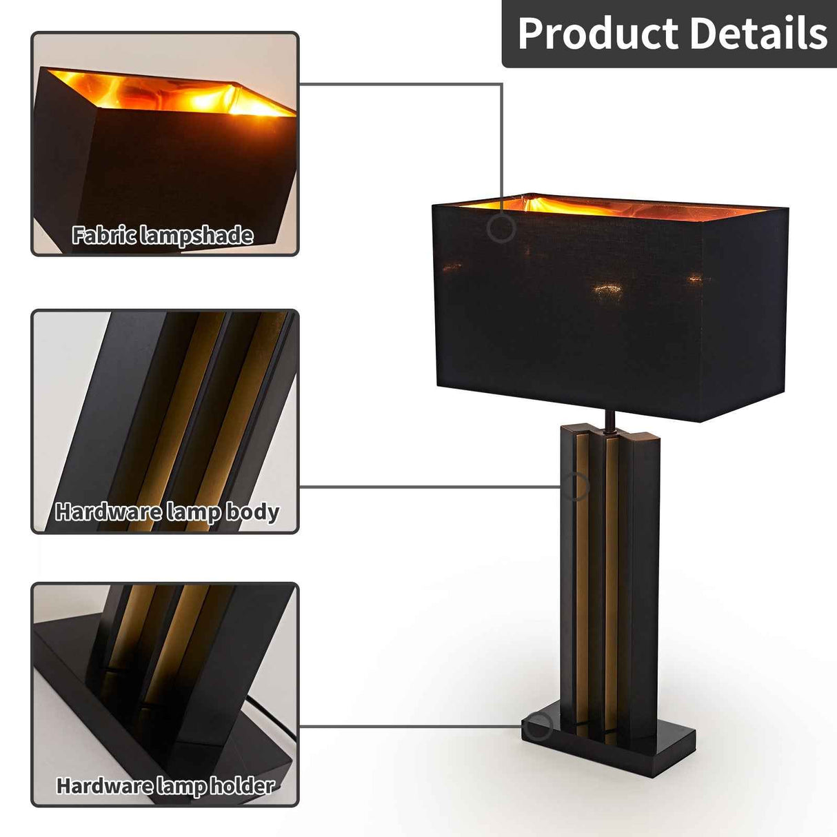 Kuro Architectural Black & Gold Table Lamp