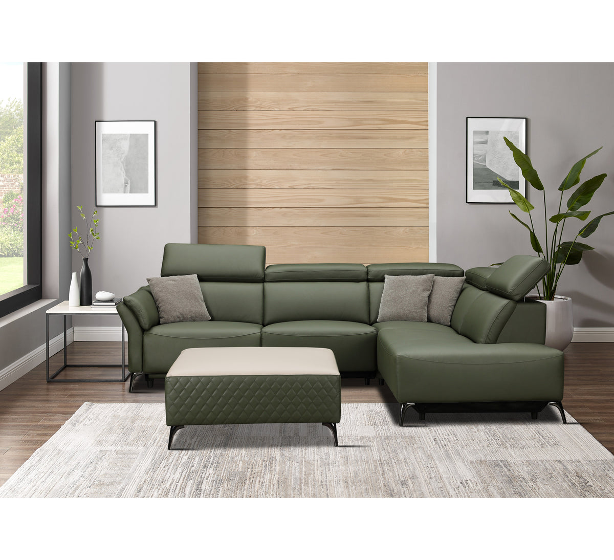 Milan Forest Green Electric Corner Suite