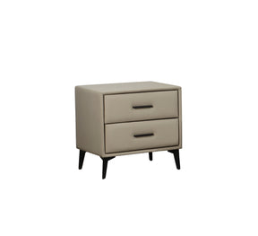 Grey Faux Leather Bedside Locker