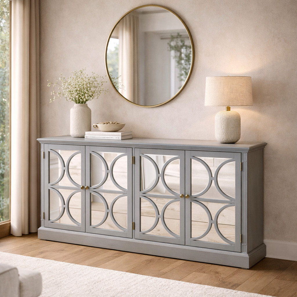 Blakely sideboard Northern Ireland mirrored glass cabinet grey finish furniture store ni