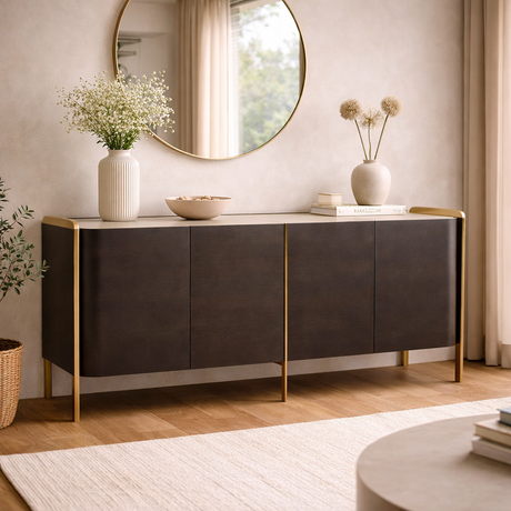 Salvador sideboard Northern Ireland brown finish with gold legs at furniture store ni