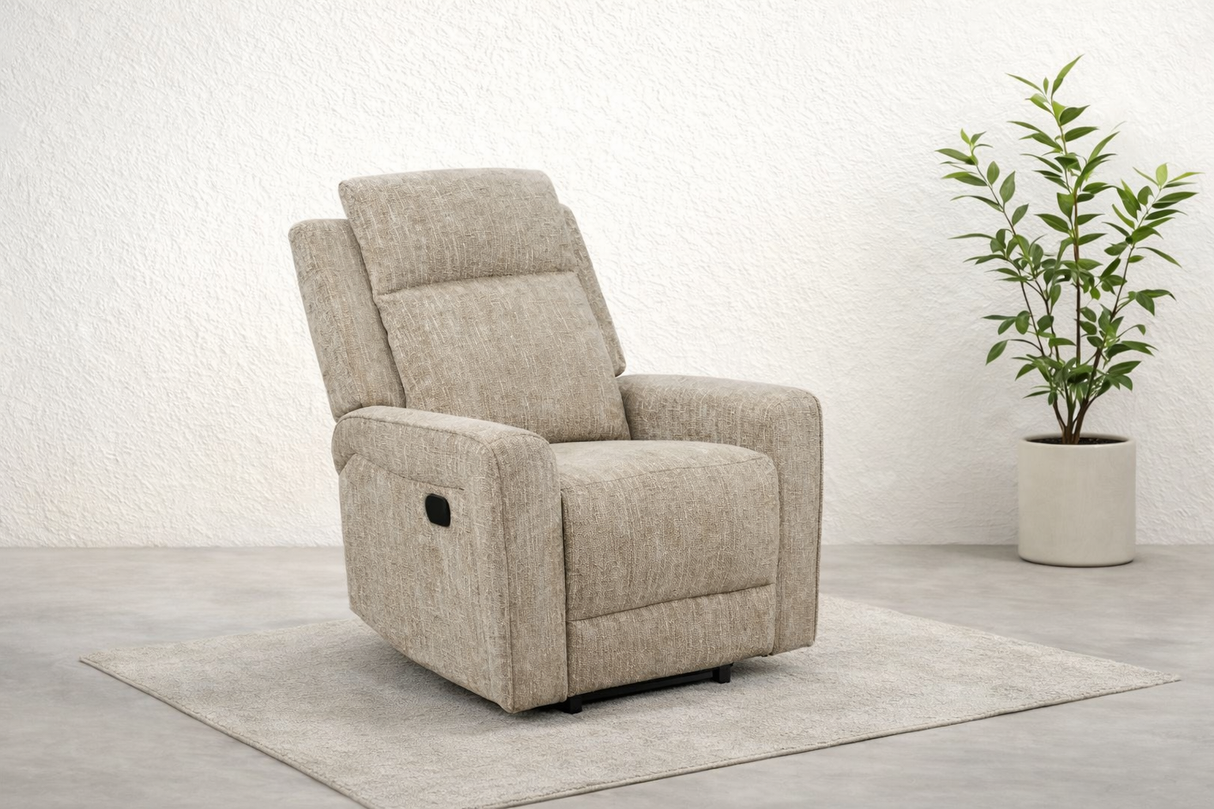 Beige fabric recliner armchair Northern Ireland furniture store ni
