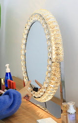 51cm H Hollywood LED Oval Makeup Mirror With Luxury Crystal