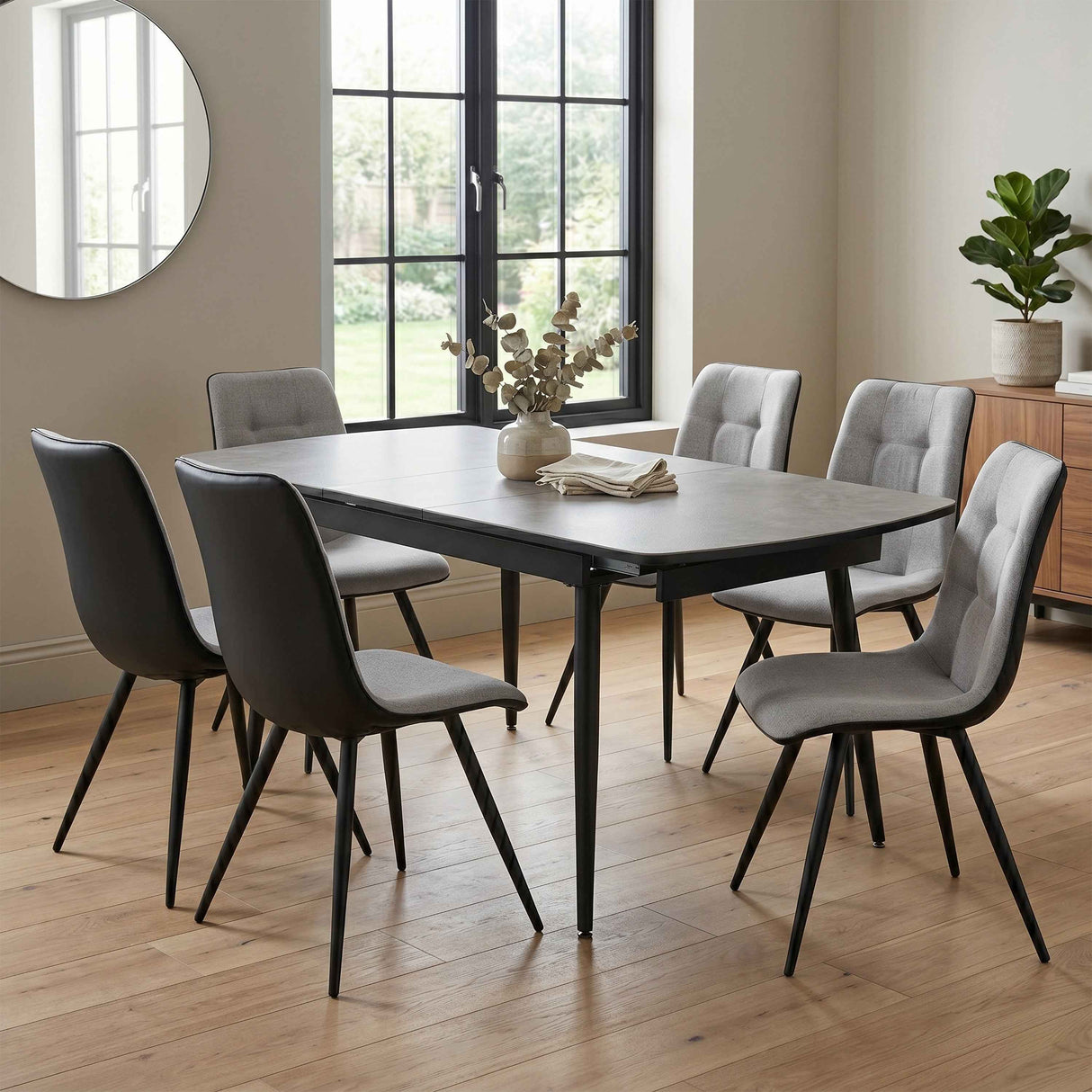 Cassino 160cm Automatic Extension Dining Table Set Grey
