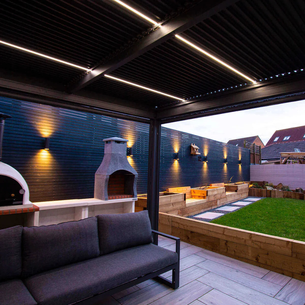 GALAXY 6X3 ALUMINIUM PERGOLA WITH ELECTRIC LOUVRES AND WHITE LEDS