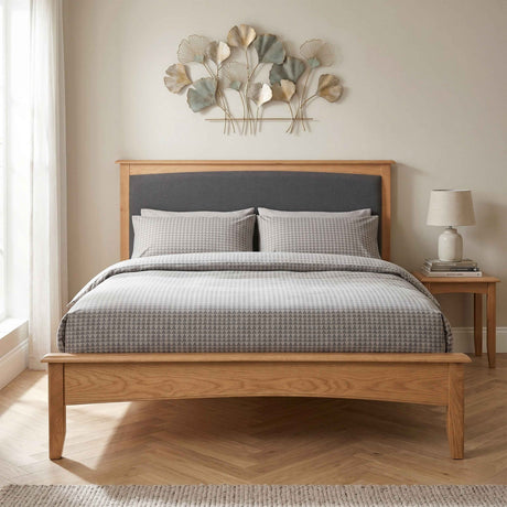Kilkenny 5ft Solid Oak Bed Frame Charcoal Fabric Inset