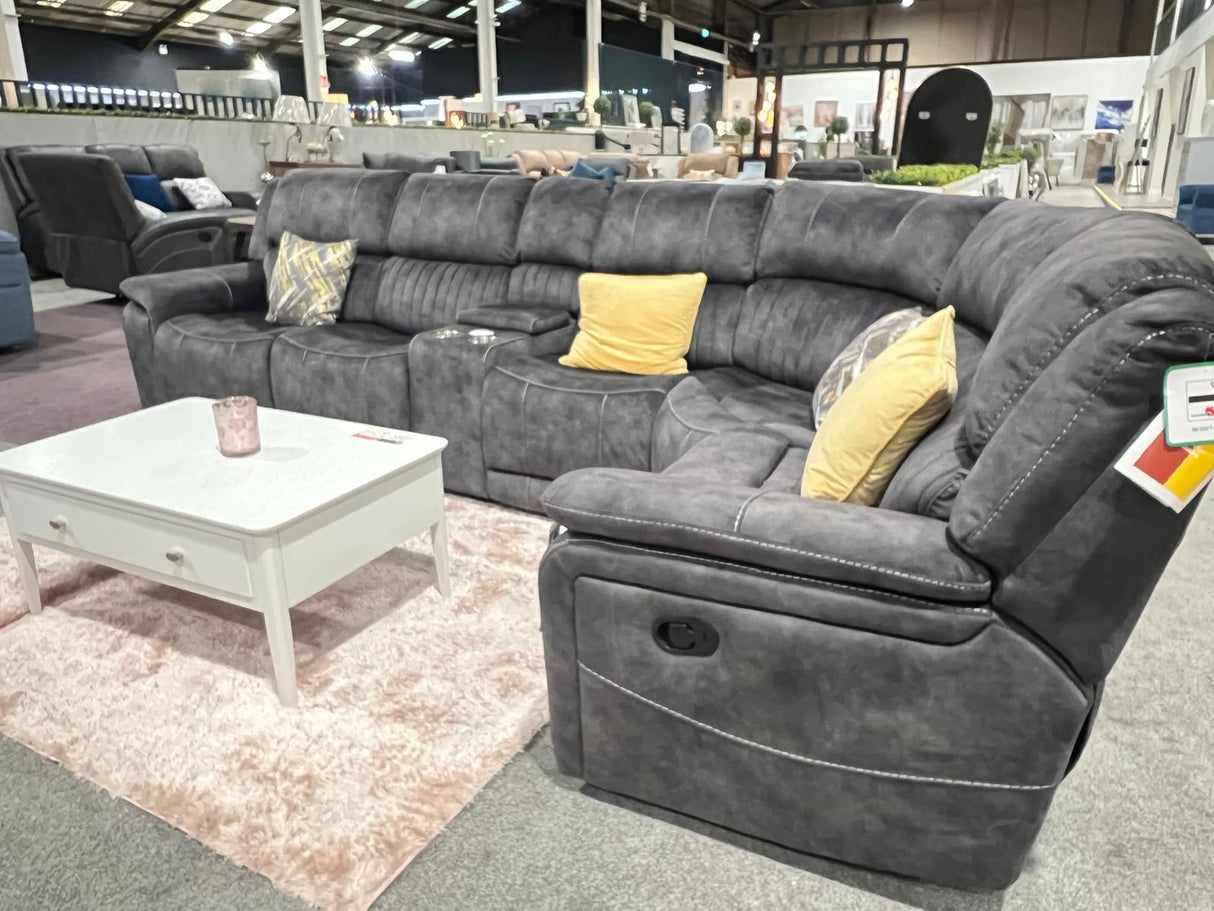 Wellington Dark Grey Recliner Small Corner Sofa