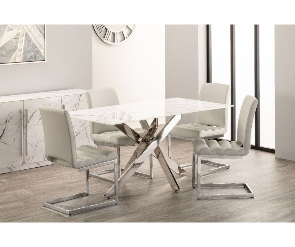 Arlo dining table with 6 chairs taupe
