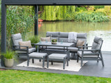 Barcelona Aluminium Lounge Dining Set inc Adjustable Table