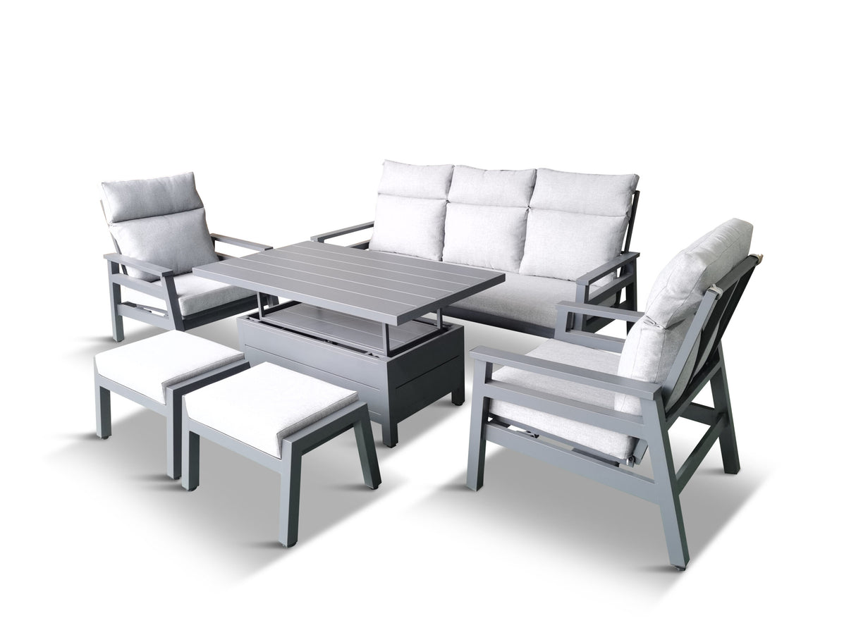 Barcelona Aluminium Lounge Dining Set inc Adjustable Table