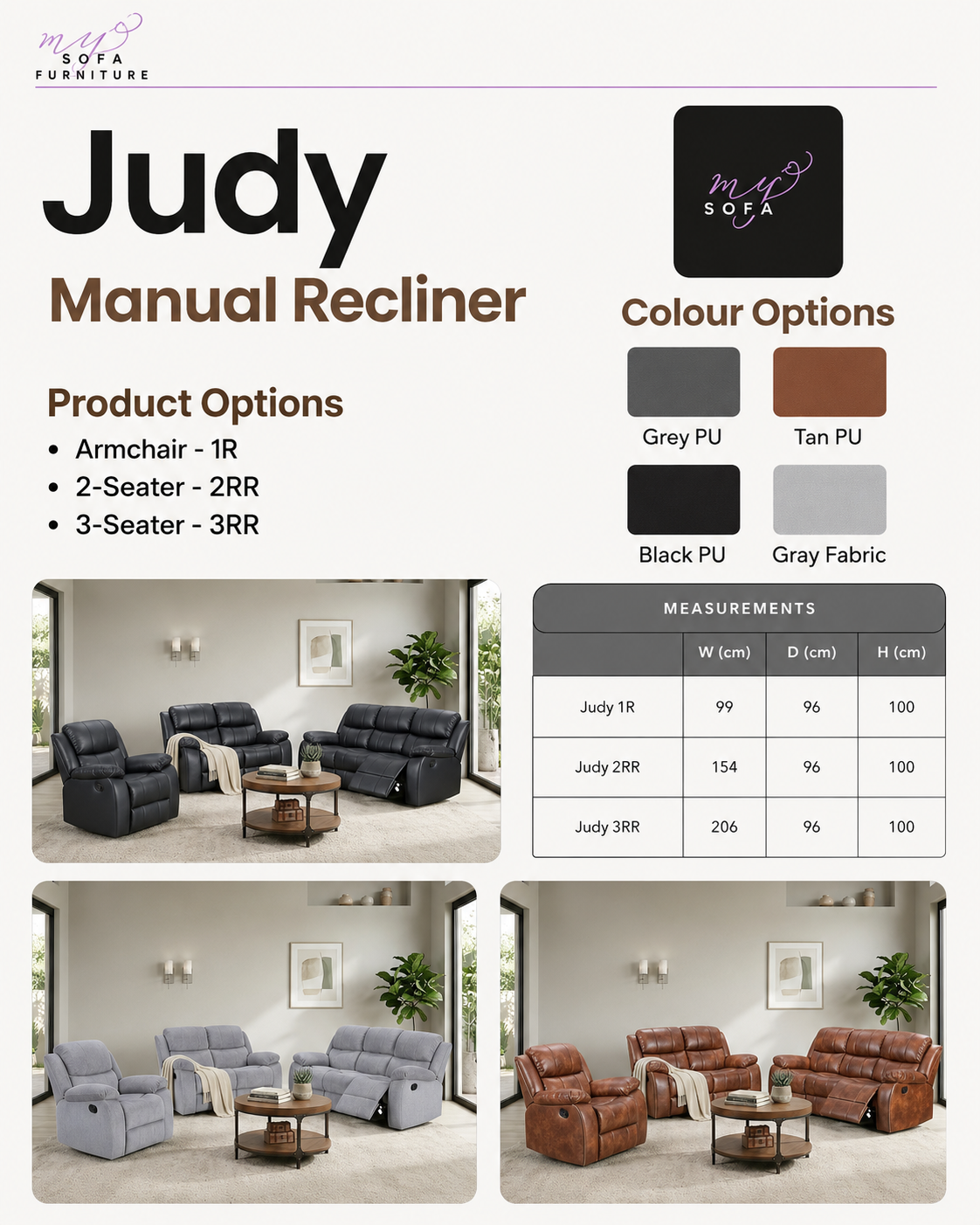 Judy Manual Recliner Sofa