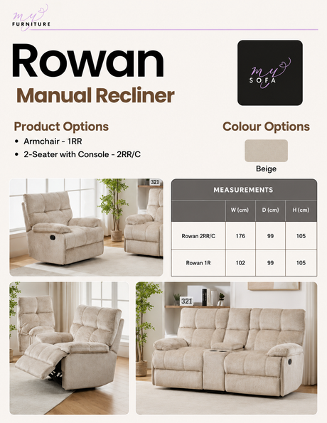 Rowan Manual Recliner Sofa