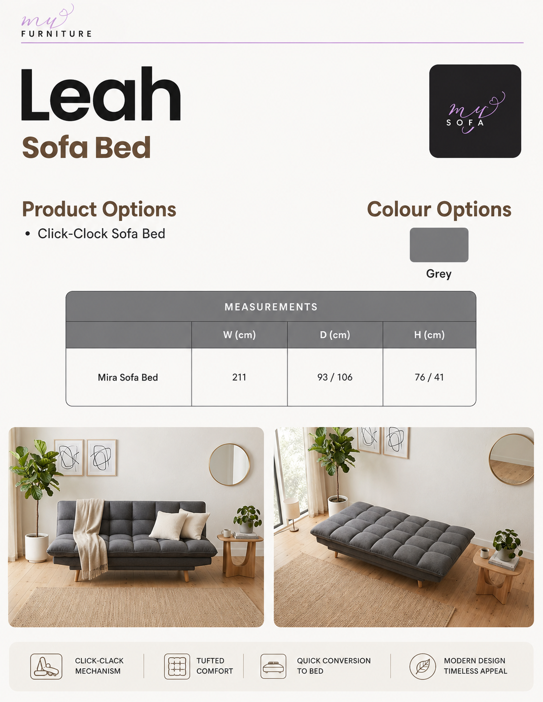 Leah Click-Clack Sofa Bed