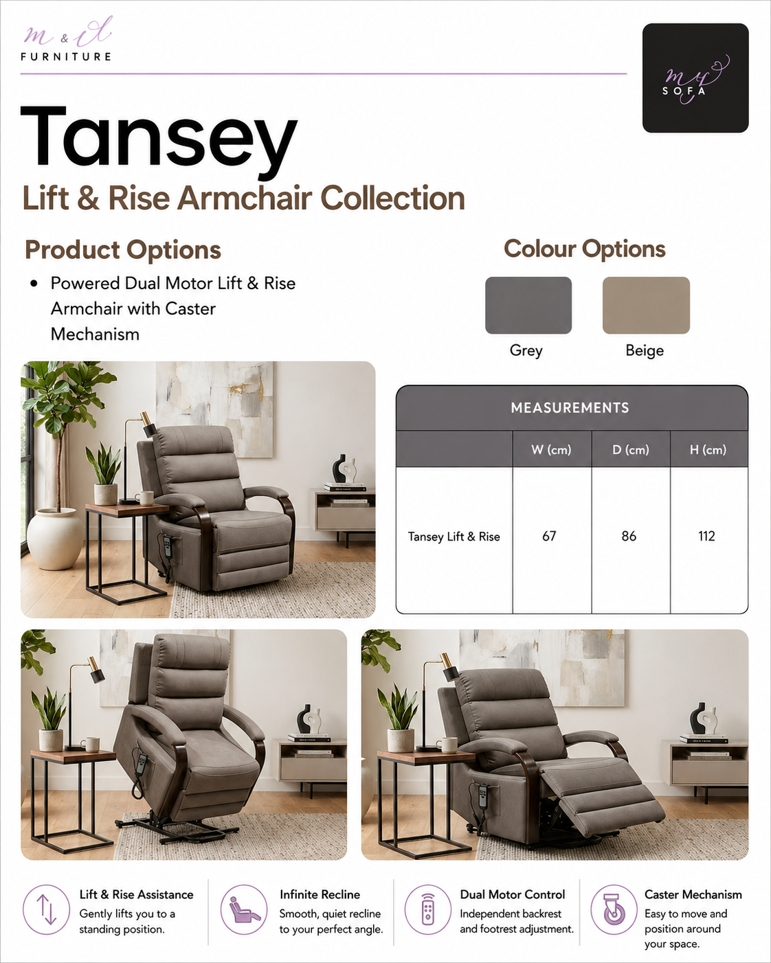 Tansey Dual Motor Lift & Rise Chair