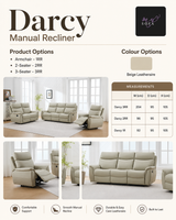 Darcy Manual Recliner Sofa