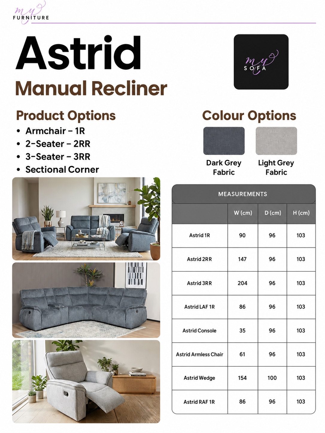 Astrid Manual Recliner Sofa