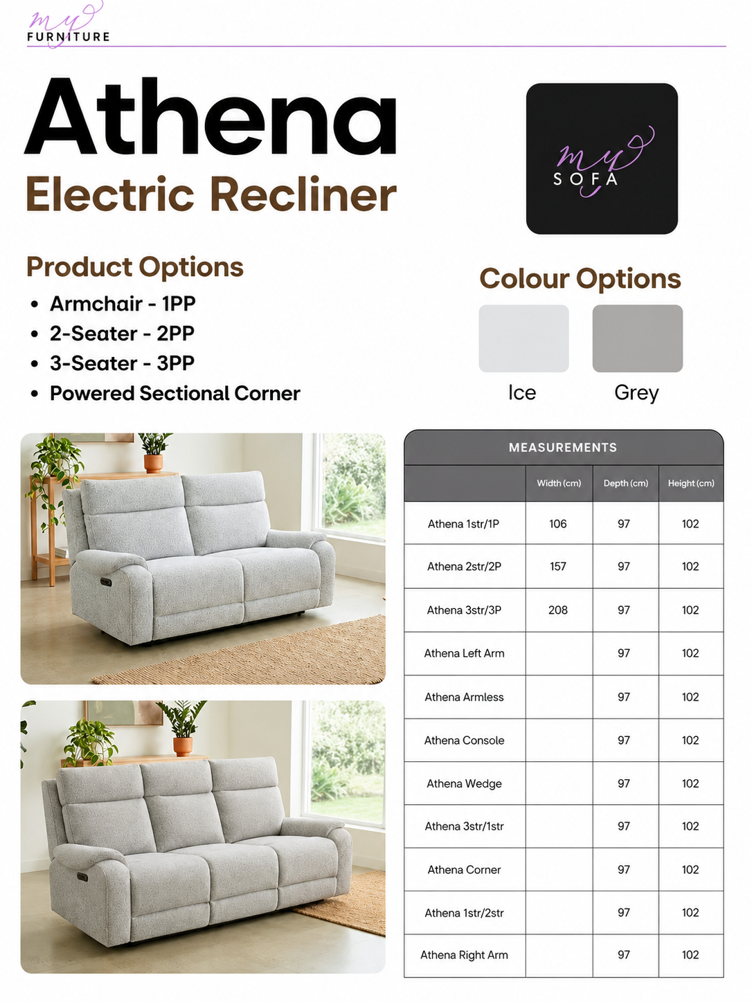 Athena Electric Recliner Sofa