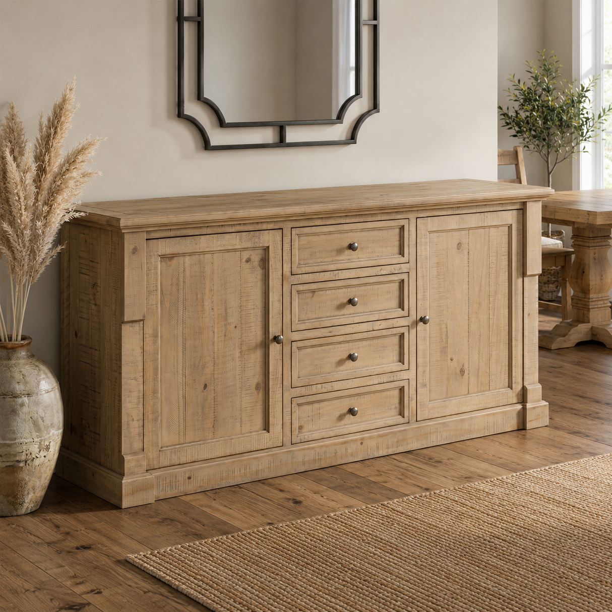 chateau rustic sideboard pine wood dining room setting at the furniture store ni