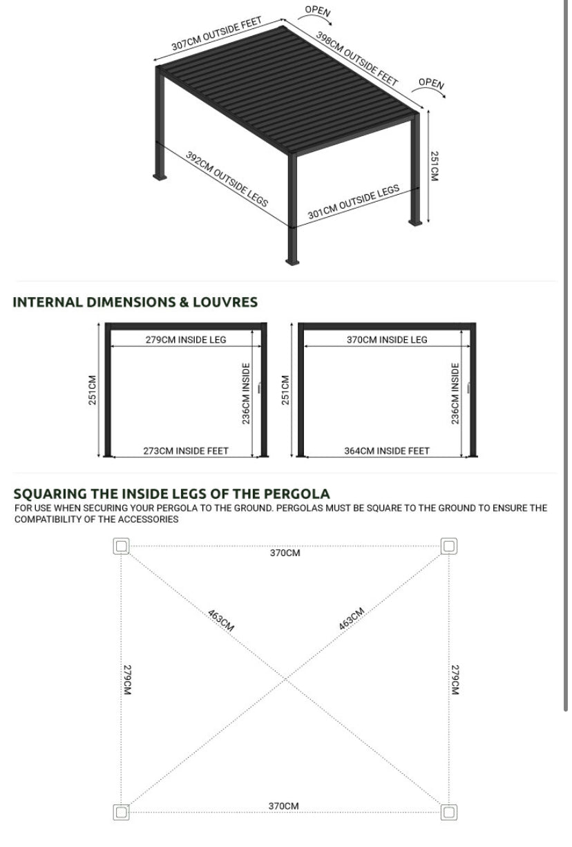 Hilton 4m x 3.6m Pergola