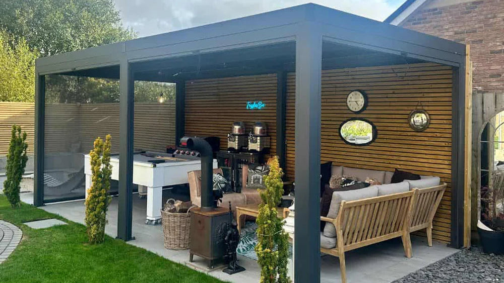 GALAXY 6X3 ALUMINIUM PERGOLA WITH ELECTRIC LOUVRES AND WHITE LEDS