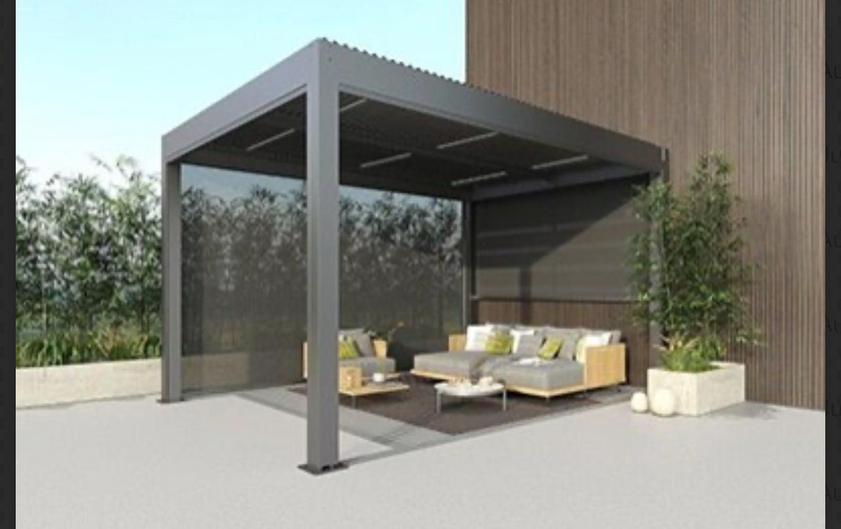 Neptune LED Aluminium Pergola with 4 Privacy Screens- 3m x 4m