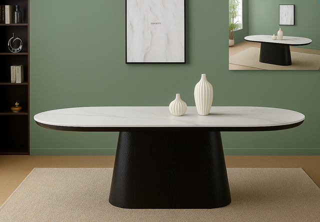 Calgary Dining Table White Sintered Stone 200cm