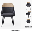 A pair of Redmond dining chairs in Dark Grey and Beige fabric, styled around a modern sintered stone dining table in a bright, minimalist dining room at the furniture store ni.