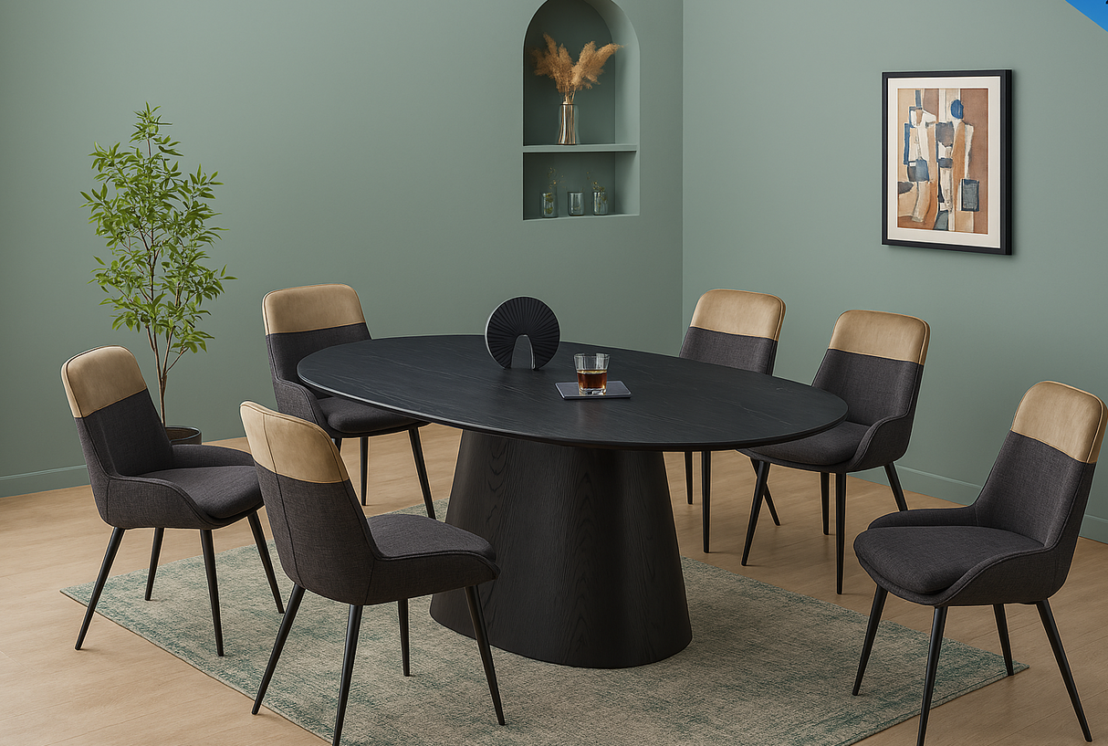 Calgary Dining Table Black Sintered Stone 200cm