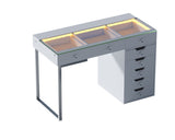 VANITII Diana Vanity Desk - 8 Storage Drawers & 14 bulb landscape Mirror