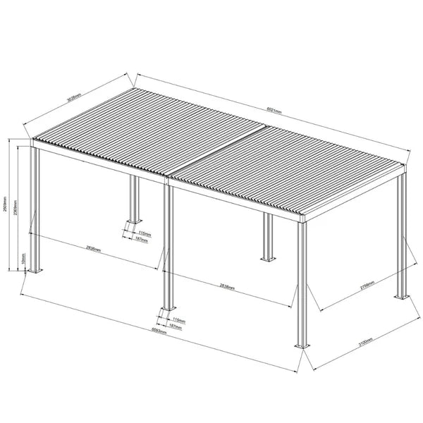 GALAXY 6X3 ALUMINIUM PERGOLA WITH ELECTRIC LOUVRES AND WHITE LEDS