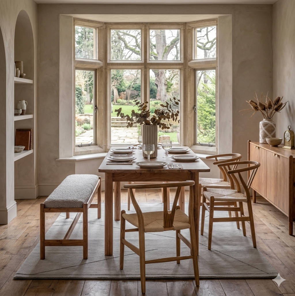 Cannes 2-meter rectangular dining table crafted from warm, richly grained acacia wood, showcasing its retro-modern silhouette and smooth tabletop at the furniture store ni