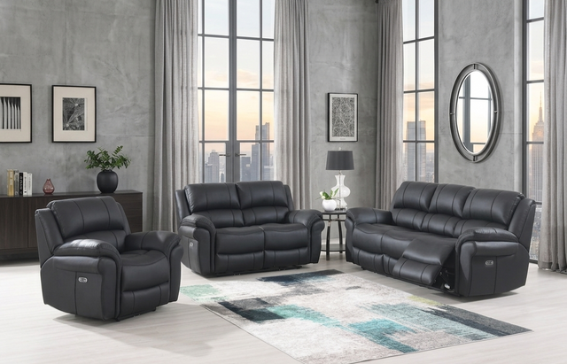 Farnham Ultra Electric 3+1+1 Reclining Black Suite