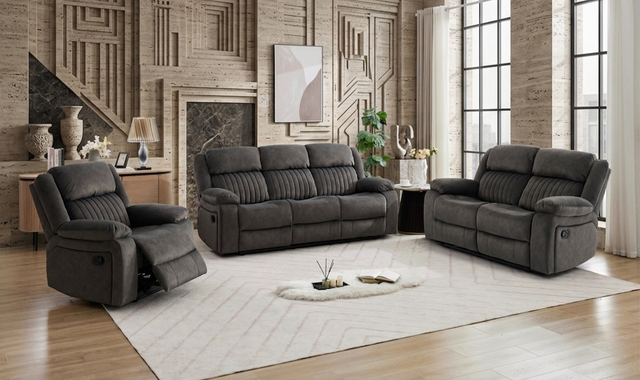 Morgan 3+2 Manual Reclining Suite Iron Grey