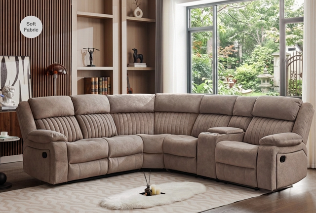 Morgan Manual Reclining Corner Suite in Taupe