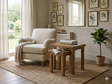 Hardwick nest of 2 tables showcasing their warm natural oak wood grain finish, clean classical lines, and robust solid frame construction at the furniture store ni