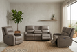 Savoy Grey reclining sofa set in a modern living room with plants and a rug at furniture store ni