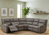 Gray sectional sofa in a living room with greenery and decor at furniture store ni