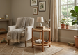 Cannes square side table showcasing its rich, warm acacia wood frame, smooth tabletop, and woven rattan lower storage shelf at the furniture store ni