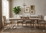 Discover the Artisan extending dining table. Features a soft lime wash finish, solid oak craftsmanship, a versatile extending top, and hand-turned bobbin legs AT THE FURNITURE STORE NI