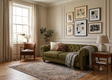 Modern 3-seater Chesterfield sofa showcasing its deep-buttoned back, in mika basil, elegant scrolled arms, and gracefully contoured silhouette sitting on solid ash legs at the furniture store ni 