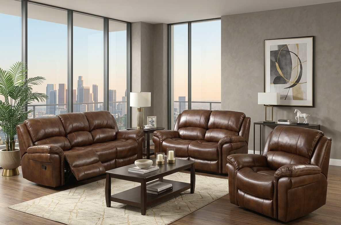 Farnham La Manual Recliner 3+2 Suite in Tan