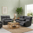 Silverton 3+1+1 recliner suite in grey fabric, including 3-seater sofa with console and 2 seater at furniture store ni