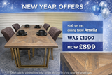 Shop display Amelia Fumed Oak with 4 chairs Extension Dining Table