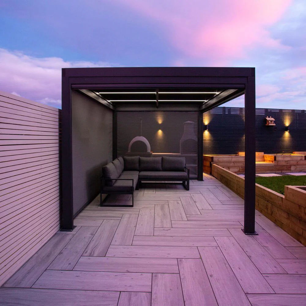 GALAXY 3X3 ALUMINIUM PERGOLA WITH ELECTRIC LOUVRES AND WHITE LEDS