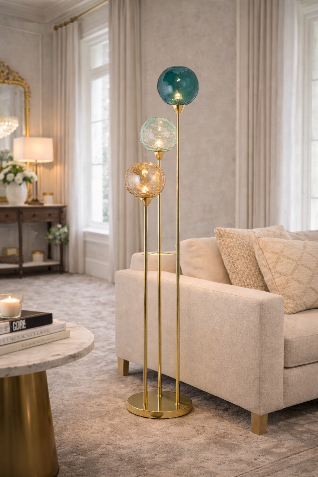 Oita Multi Coloured Glass shades Floor Lamp