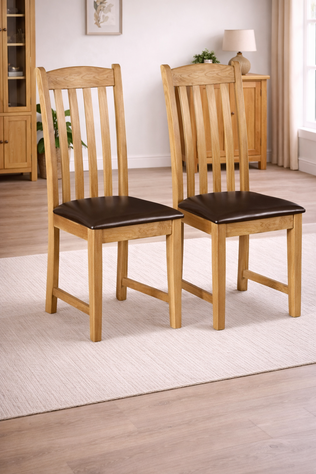 Salisbury Occasional Slatted Chair With Pu Leather Seat