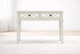Modena console table featuring mirrored glass panels and an elegant repeating oval weave wood frame, perfect for a modern luxury entryway - Furniture Store NI