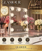 Glamour Lush Hollywood vanity mirror with bright LED bulbs on a white dressing table. Glamour ⁠At furniture store ni 