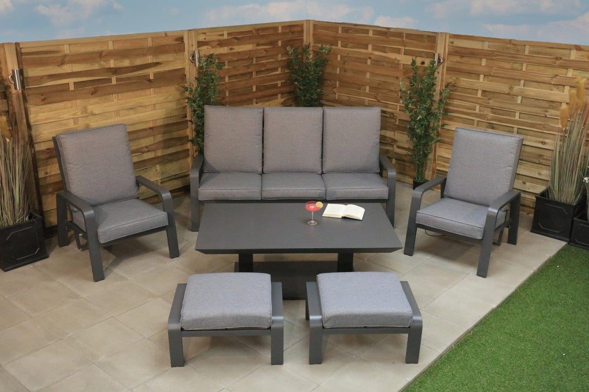 Barcelona Aluminium Lounge Dining Set inc Adjustable Table